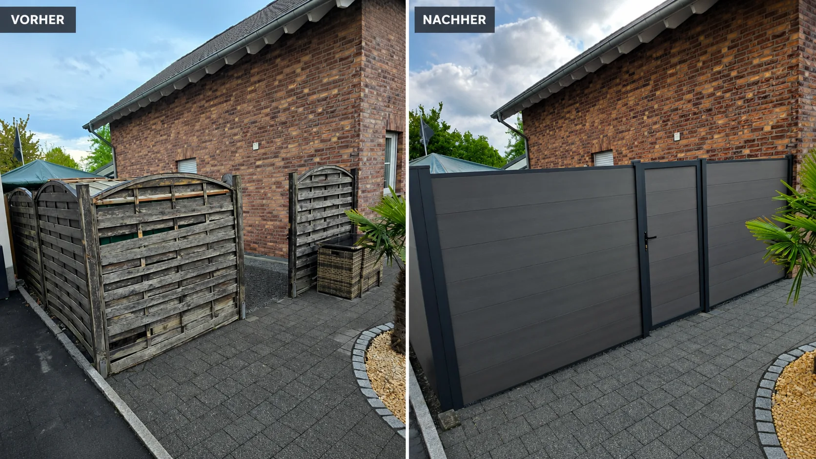 Vorher-Nachher: Gabionen mit Tor – Projekt Aachen Region